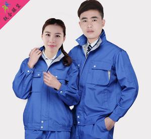 涤棉帆布长袖套装男工装厂服耐磨劳保服 汽修车间工作服定做LO